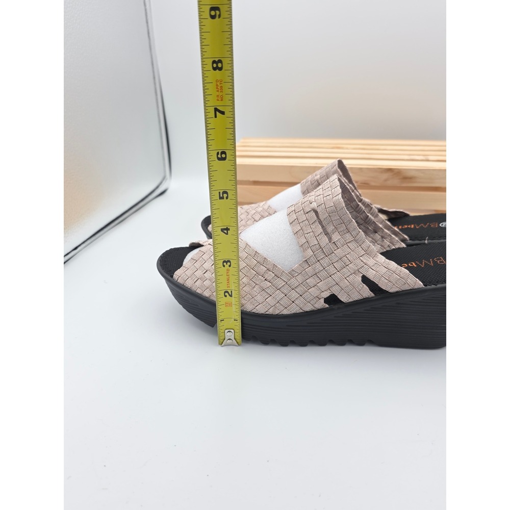Bernie Mev Wedge Sandals Womens 42 11 Rose Gold Woven Elastic Platform Slides - Picture 5 of 12